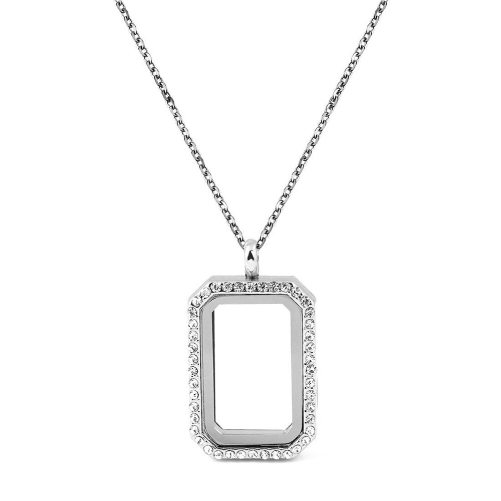 8984 DIY Rectangle Glass Floating Living Memory Charms Locket Pendant